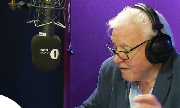 David Attenborough narrating in a recording studio for Planet Earth